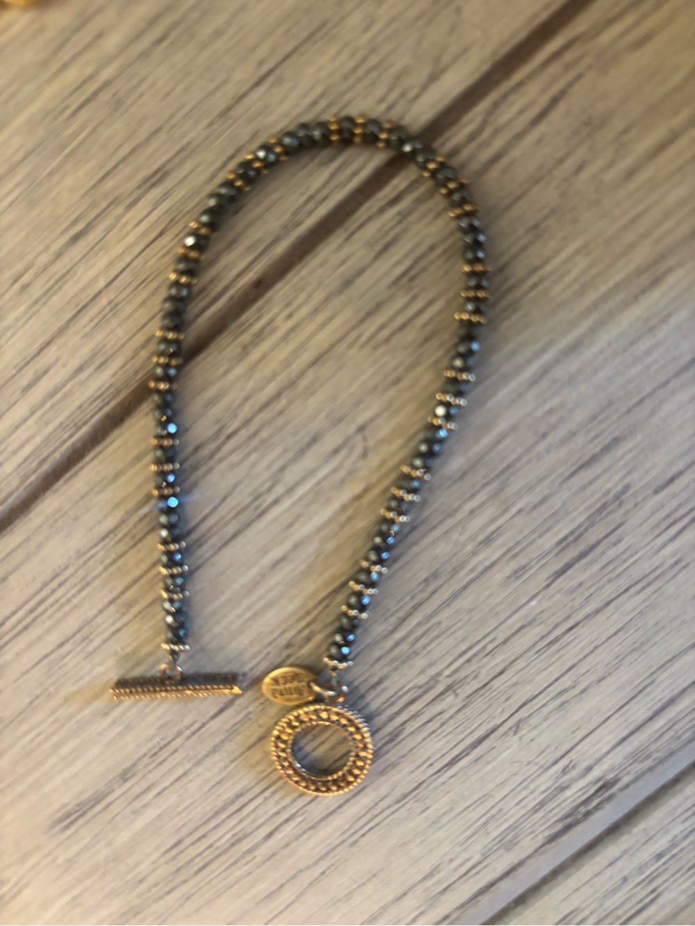 Anna Beck Hematite and Gold Beaded Toggle Bracelet